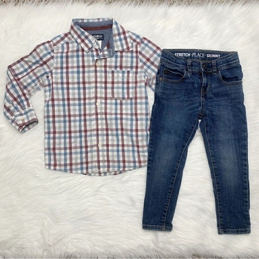 4T Kids Boy Long Sleeves Button Down Shirt & Pants Set - Picture 2 of 5